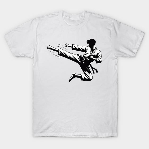 Jump kick roundhouse kick, Dollyo Chagi design T-Shirt by Tolan79 Magic Designs